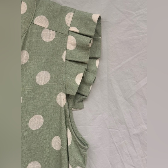 Monteau Green and White Polka Dot Midi Dress - Picture 5 of 8